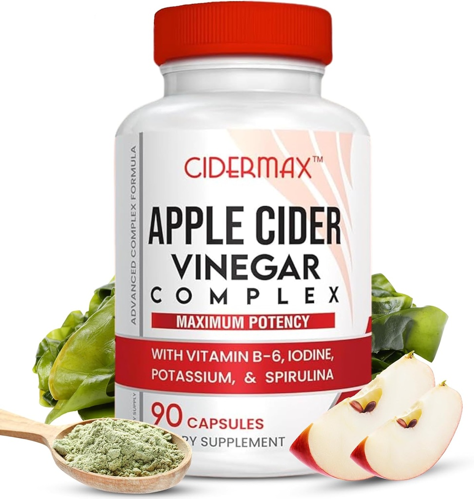 Apple Cider Essig Complex Kapseln - 90-Day Supply Kapseln für Gut Unterstützung, Balanced Weight & Body Detox - Alle natürlichen Vitamin B6, Kelp, Kalium, & Spirulina Ergänzung von Cidermax
