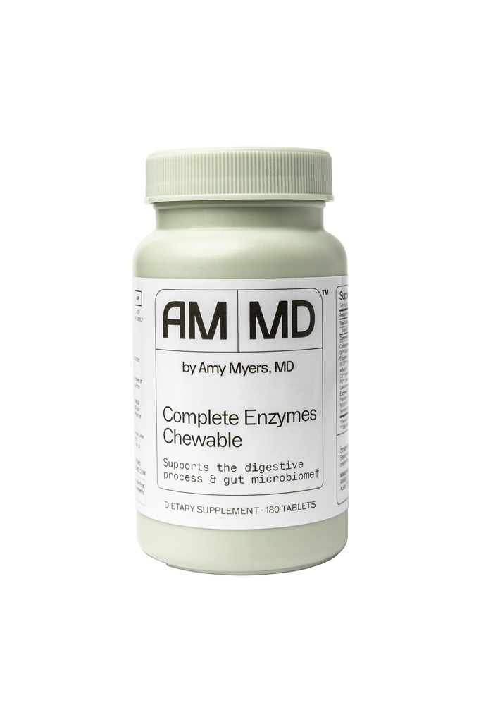 Amy Myers MD Verdauungsenzyme Kaubar – Komplette Enzyme unterstützen Leaky Gut, Säure Reflux, Gas, Bloating, Gluten Exposition – Amylase, Lipase, Lactase, Alkaline, Protease, Sucrase + mehr – 180 Tabletten