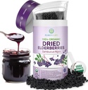 USDA Organic Dried Elderberries 1lb Bulk (Safest Packaging, Resealable Bag, BPA-Free Scoop) Natürlich, nicht bestrahlt, Raw Whole Black Elderberry, Immununterstützung, Make Sambucus Elderberry Syrup, 1 Pound