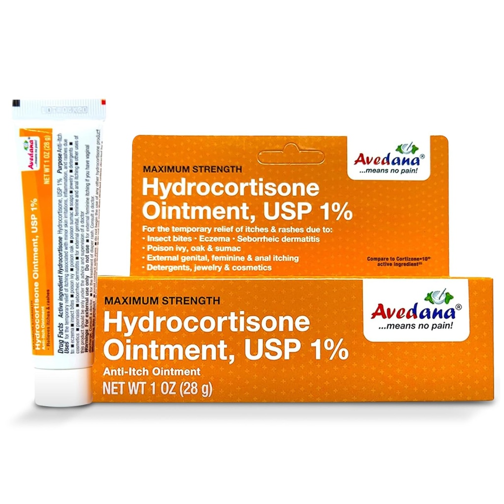 Hydrocortisone Onguent de 1 oz Hydrocortisone Onguent avec 1 pour cent USP – Fort maximum Cortisone Onguent de Relief Rapide Anti Démangeaison Onguent apaisant et calmant Formule imperméable