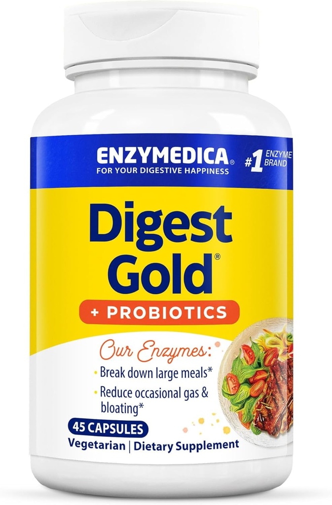Enzymedica Digest Gold + Probiotika, 2-in-1 Formel für Gut Gesundheit, Verdauungsenzyme & 1 Billion aktive probiotische Kulturen, 45 Zähler