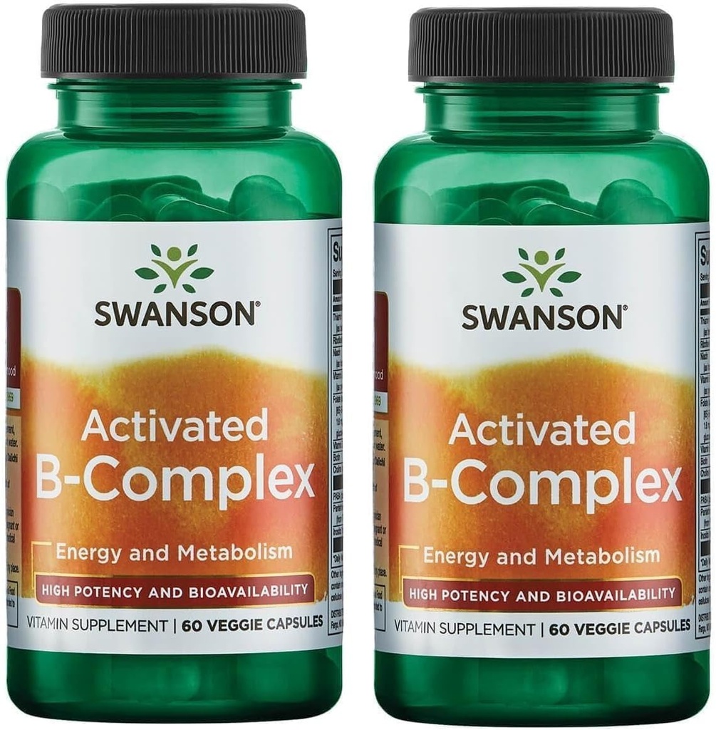 Swanson Activated B-Complex - Hohe Potenz und Bioverfügbarkeit (60 Veggie Kapseln) (2 Packung)