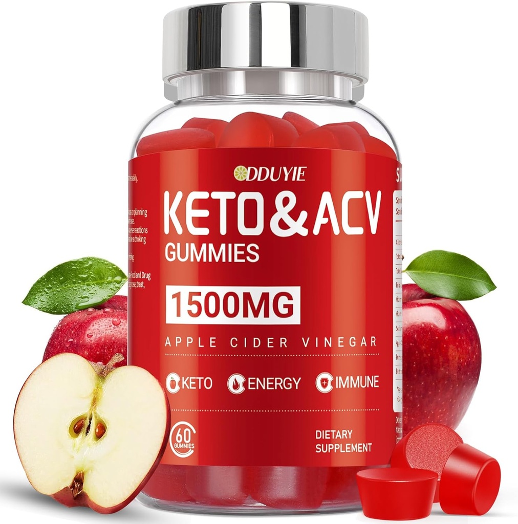 Brilhante Keto Gummées de vinaigre de cidre de pomme - 1500mg Gummées de vinaigre de cidre de pomme avec de la betterave à grenade et vitamine B12 B6 - pour les hommes et les femmes - sans OGM et végétalien - 60 Compte