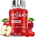 Brilhante Keto Gummées de vinaigre de cidre de pomme - 1500mg Gummées de vinaigre de cidre de pomme avec de la betterave à grenade et vitamine B12 B6 - pour les hommes et les femmes - sans OGM et végétalien - 60 Compte
