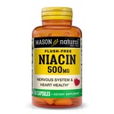 MASON NATURAL Niacin 500 mg sans flush, soutient la santé cardiaque, le système nerveux et la production d'énergie, 60 capsules