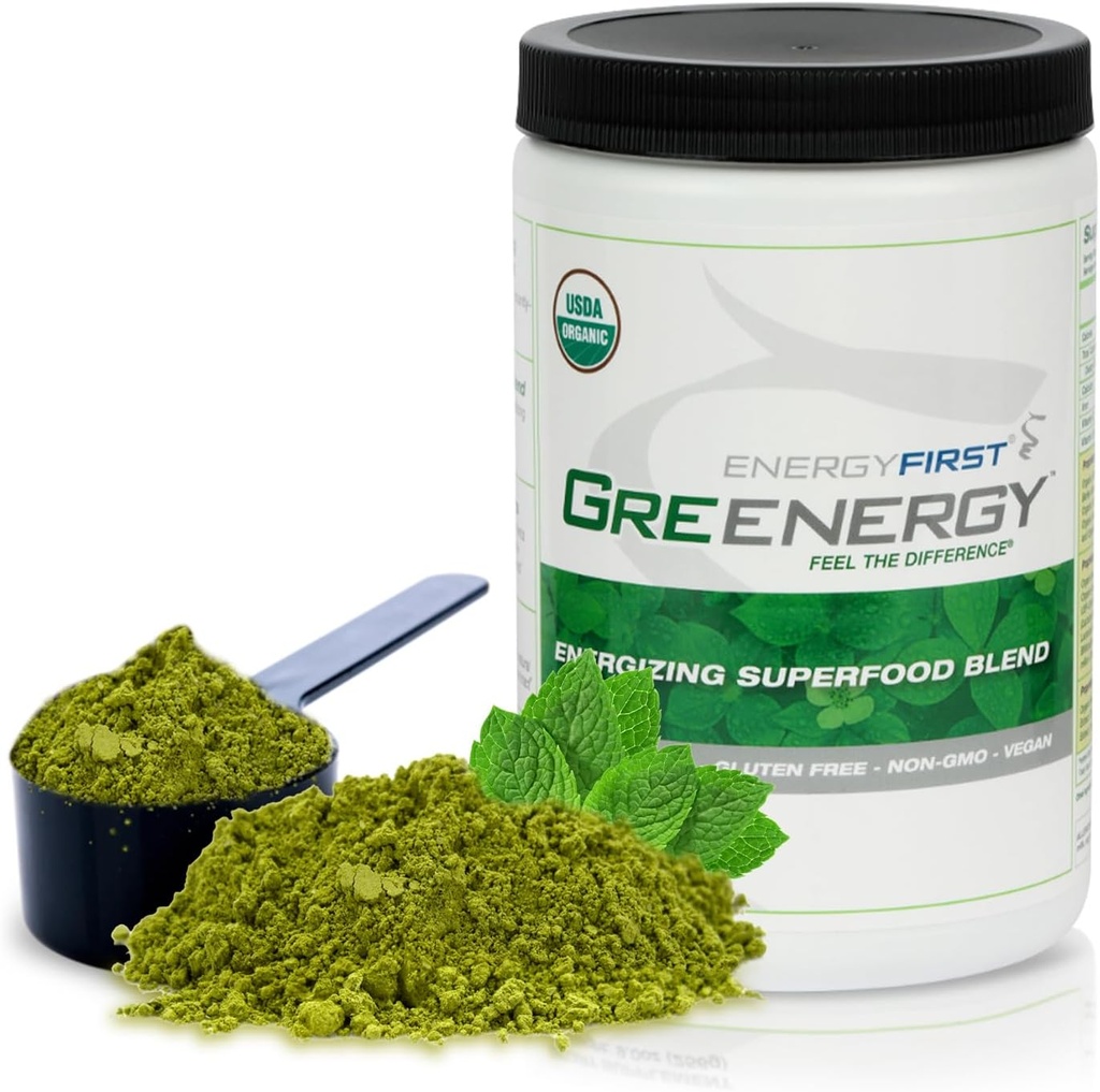EnergyFirst Energize and Detoxify Greenergy Organic Superfood Powder - Vegan, Gluten-Free, Sugar-Free, Non-GMO - 30 Servierungen für Tagesenergie & Immunität Boost!