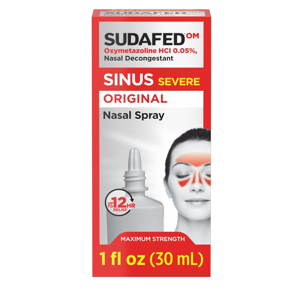 Sudafed Sinus Severe Original Nasal Spray, 12 Hour Nasal Spray Decongestant für schnelle, leistungsfähige Congestion Relief Aufgrund von Kälte oder Allergien, Oxymetazolin HCl .05% Nasenspray, 1 fl. oz