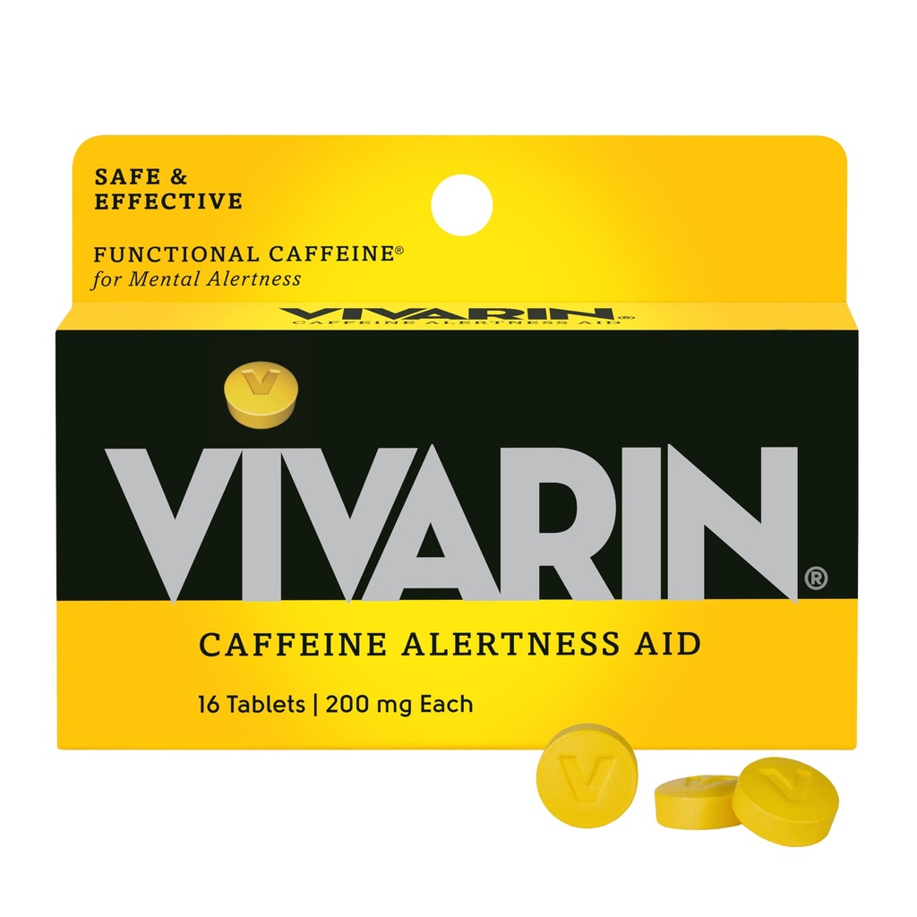 Vivarin, Koffein-Säulen, 200mg Koffein pro Dose, sicher und effektiv hilft Sie bleiben Awake, kein Zucker, Kalorien oder versteckte Zutaten, Energieergänzung, 16 Tabletten