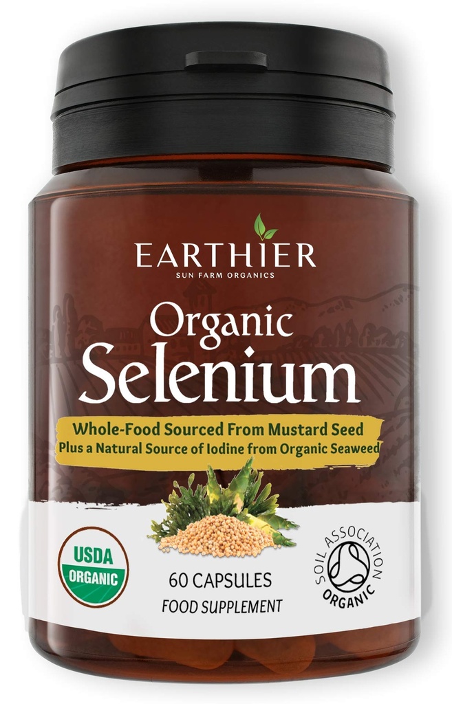 Sélénium biologique 200 mcg avec Iodine et Silica Tous des aliments certifiés biologiques entiers - Approvisionnement de deux mois