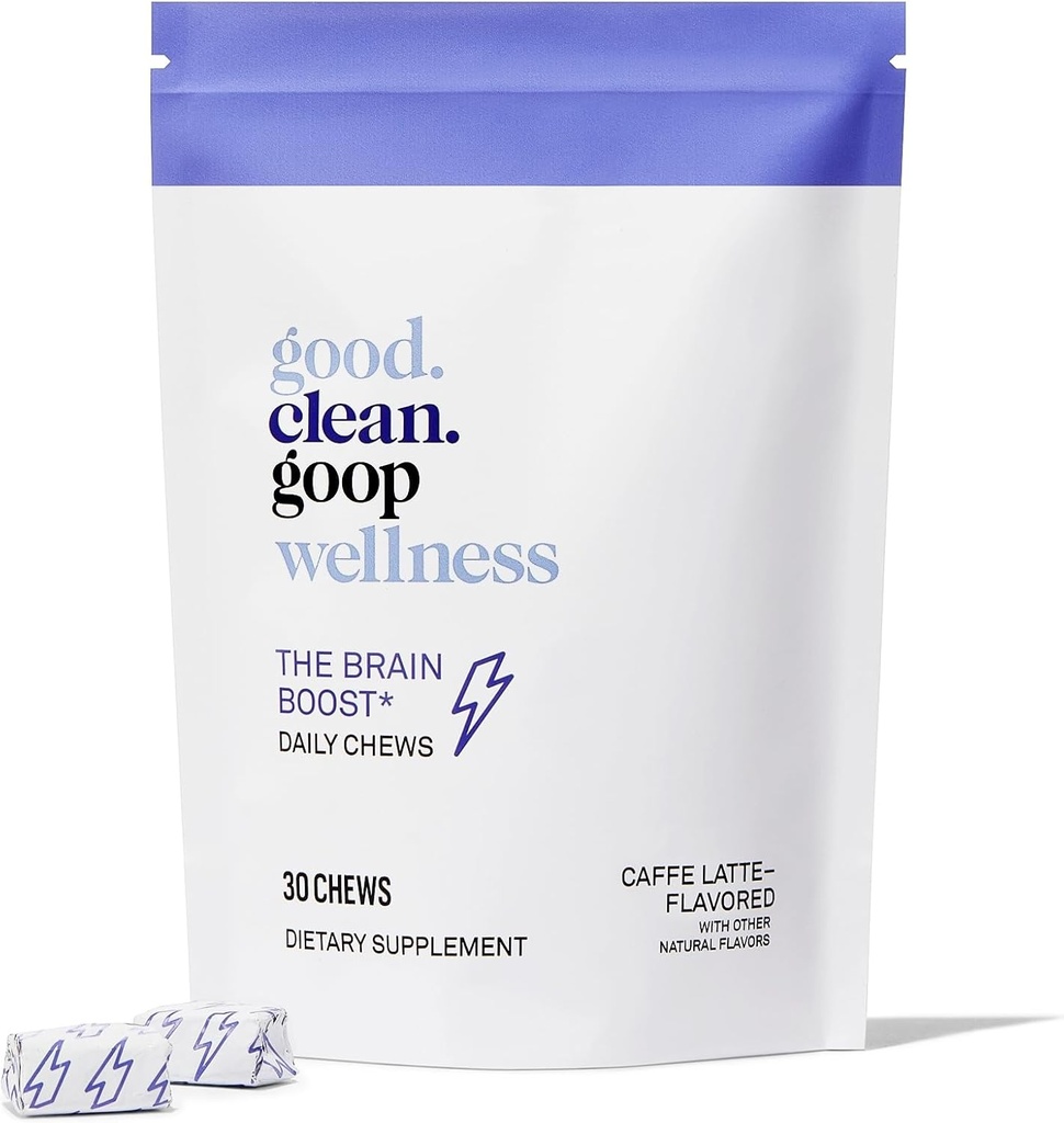 gut.clean.goop Wellness Die Gehirn Boost Tägliche Chews | Nahrungsergänzung für Energie und Fokus | L-theanine & Caffe Latte Flavored | Brain Booster mit Nootropics | Paket von 30 Chews | Vegan