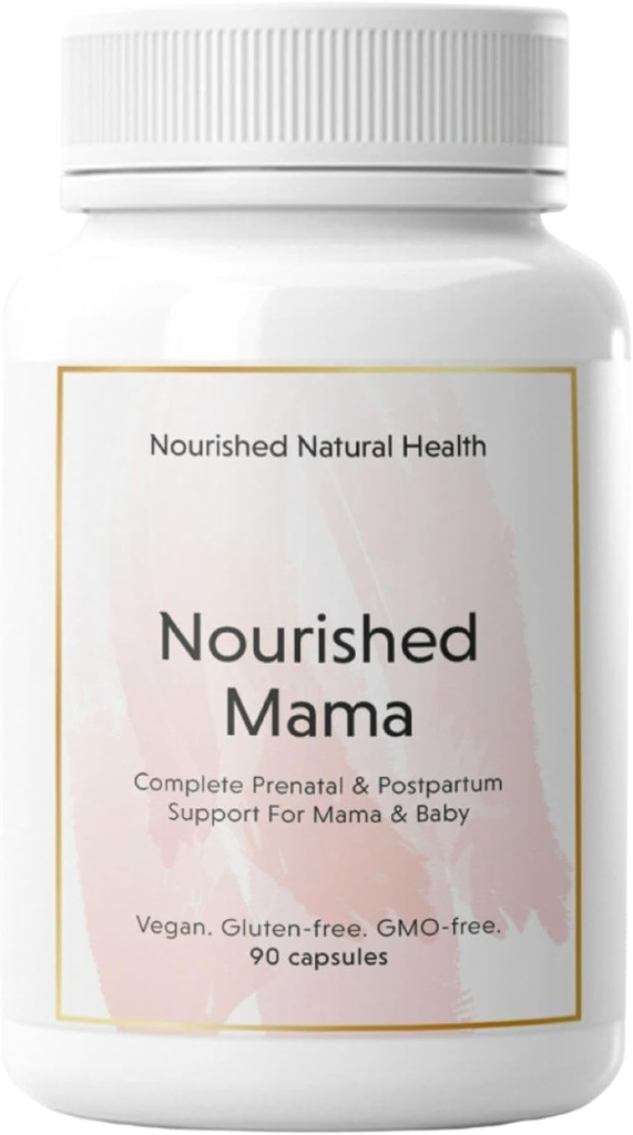 Nourished Mama Prenatal Multi Vitamin - Vegan Multivitamin für Preconception, Pregnancy, Postpartum und Stillunterstützung - Iron-Free mit methyliertem Folate & High Dose Choline - 90 Kapseln
