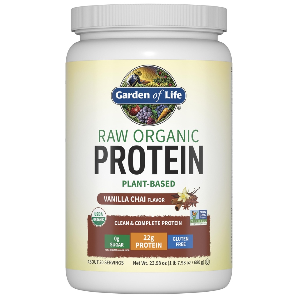 Garten des Bio-Vegan-Protein-Pulvers, Pflanzenbasiert & BCAAs, Bio-Protein-Pulver mit Probiotics & Enzymes, Non-GMO, Glutenfreie Lactosefrei, Vanilla Chai, 1.2 LB