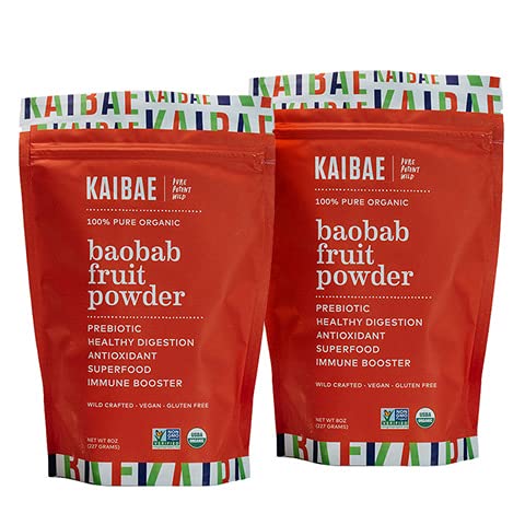 Premium Organic Baobab Powder I Prebiotic Gut Health, Intermittent Fasten, Immunität, Hydration | Vitamin C, Polyphenole, Mineralien | Fiber Supplement | 16 oz.