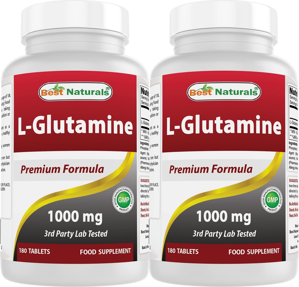 Best Naturals L-Glutamin 1000 mg 180 Tabletten (180 Count (Pack von 2))