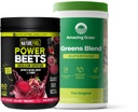 Erstaunliche Gras-Grünen Mischung Superfood: Super Greens Powder Smoothie Mix für Boost Energy, 60 Portionen & Nature Fuel Power Beets Powder, Rübenwurzelpulver, Unterstützung Natürliche Energie, 60 Portionen