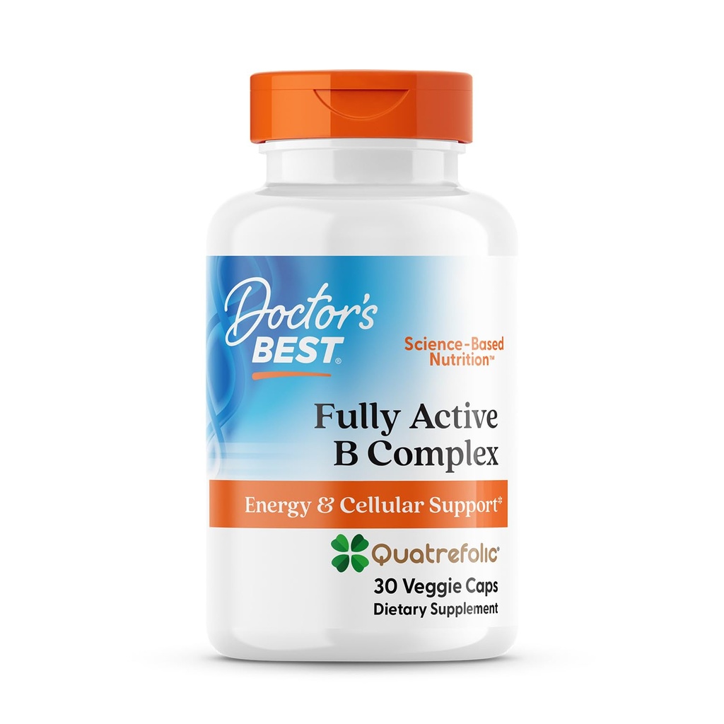 Ärzte Best Fully Active B Complex, Energy & Cellular Support, Non-GMO, Glutenfrei, Sojafrei, Vegan 30 Veggie Caps