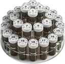 Monatliche Pillen Bottle Organizer Caddy - 31 nummerierte Full-Size Pillen Flaschen w Kinder-Proof Lids für jeden Tag des Monats klar Rack und einfach zu bedienen für tägliche Dosierung von Medikamente Vitamine und Ergänzungen