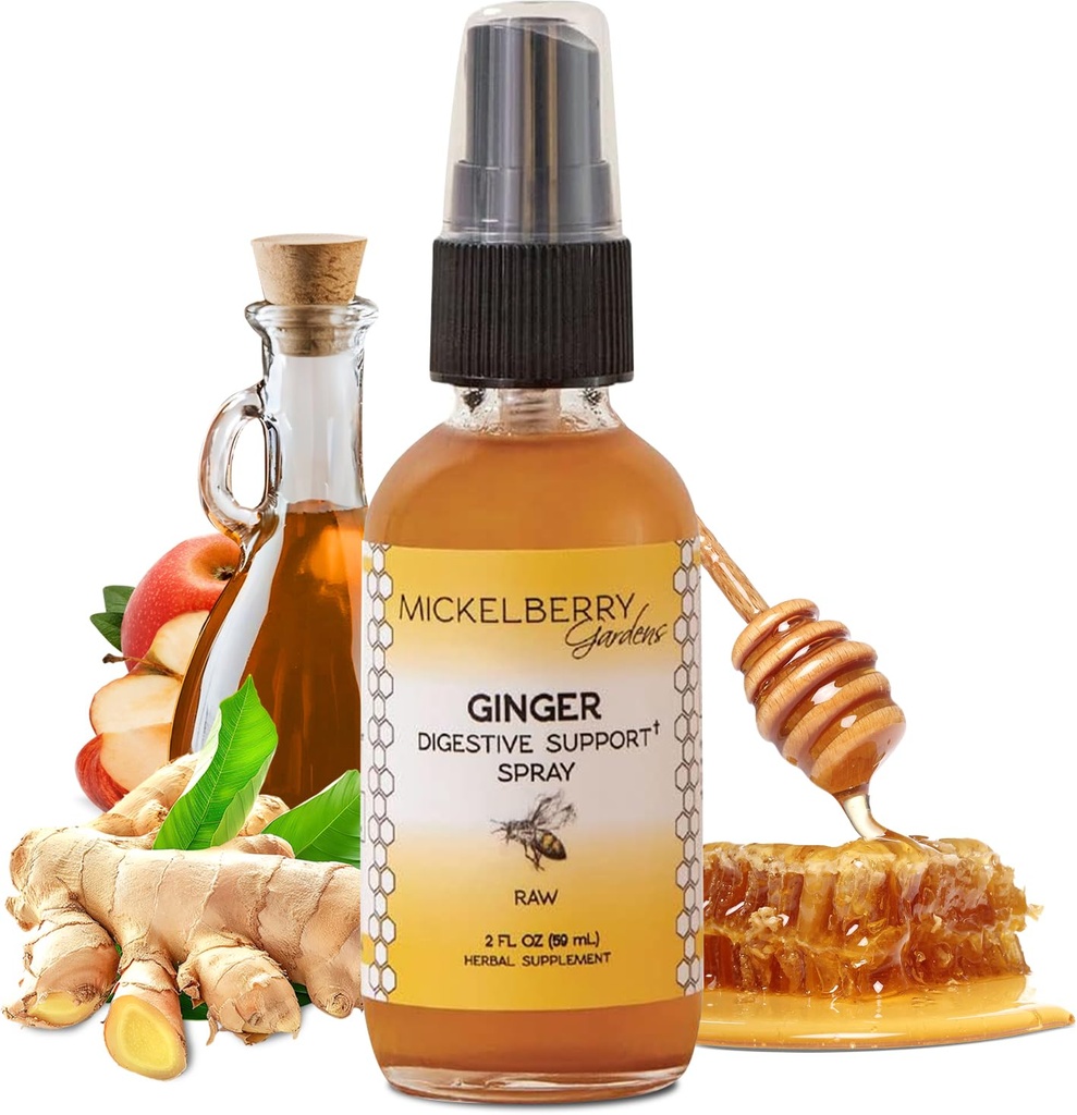 Mickelberry Gardens Immununterstützung Ginger Honey Spray – Organic Ginger Shots & Syrup für Immunität Boost, Verdauungsgesundheit und Wellness – 2 Oz
