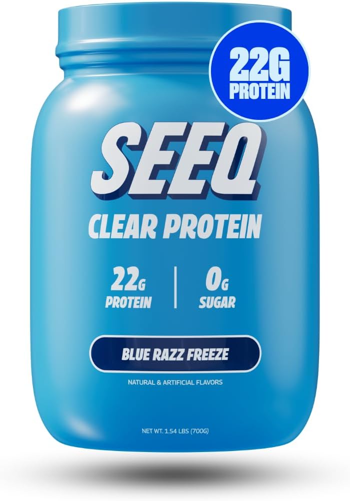 SEEQ Clear Protein Powder - Blue Razz Freeze - 25 Servierungen - 22g Clear Whey Protein Isolate - Zero Sugar - 0g Lactose - Allergen Friendly - GLP1-Support - Knochengesundheit - Muscle Post Workout Recovery