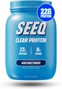 SEEQ Poudre de protéines claires - Gel de razz bleu - 25 portions - 22g Protéine de lactosérum clair - Zéro sucre - 0g Lactose - Allergène - Soutien GLP1 - Santé osseuse - Récupération après entraînement musculaire