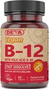 Deva Vegan Vitamin B12 Fast Dissolve Supplement - Einmal täglich Komplex mit 1000 Mcg Methylcobalamin B12, Folsäure, B6 - Zitronengeschmack - 90 Dissolvable Tabletten, 1-Pack