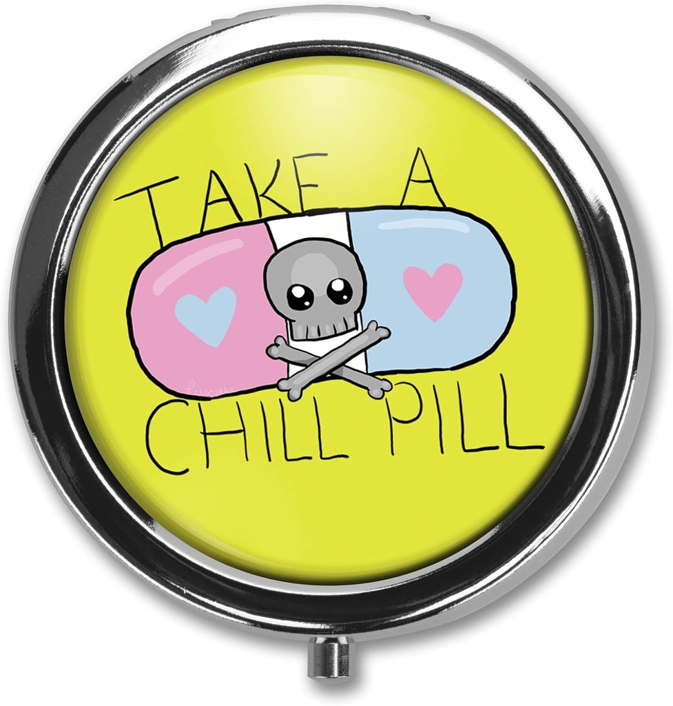 Süße Cartoon nehmen Sie eine Chill Pille Zitate Pille Box Fall Trinket Stash Box Telefon Dial Pop Art Retro Medizin Tablet Halter Organizer - 3 Komponenten