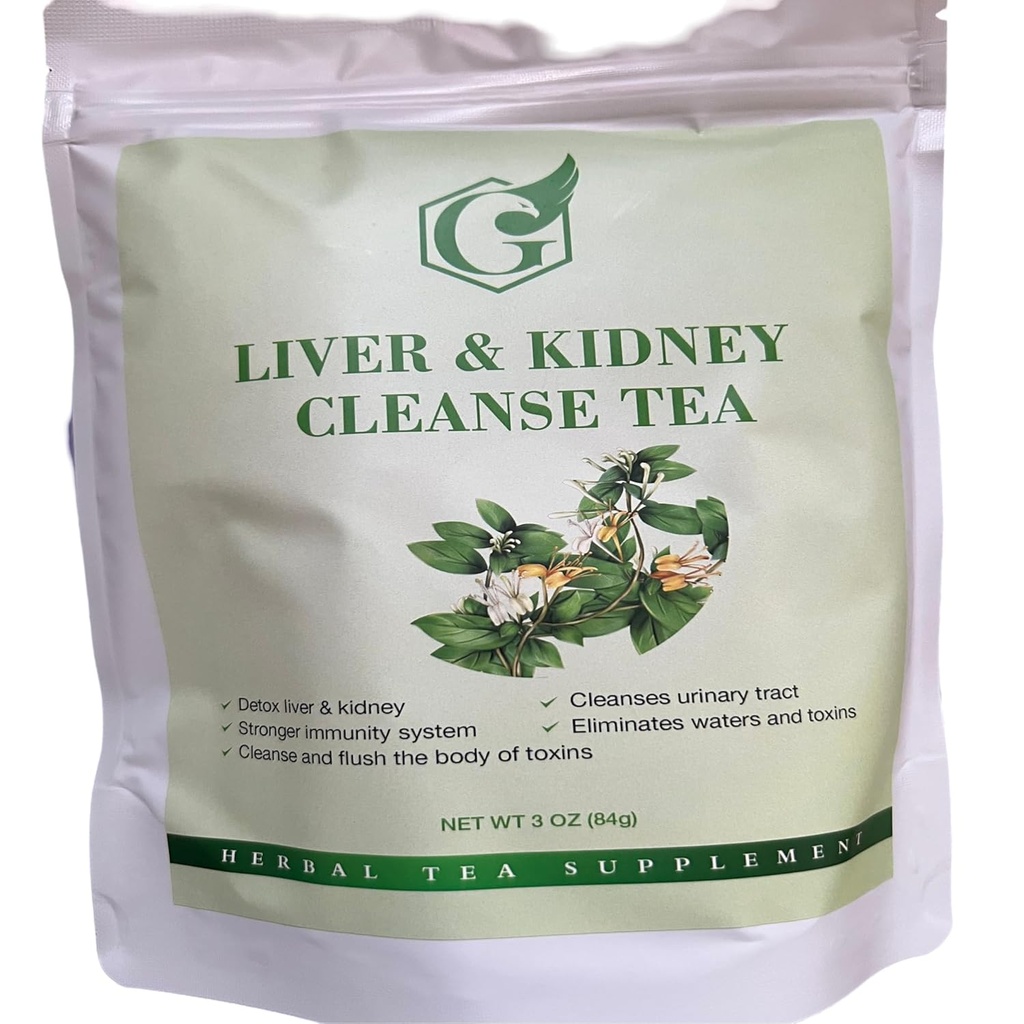 Herbal Foie & Rein Cleanse Tea, 3 oz, Support de nettoyage naturel, Santé du traîtage urinaire, 28 sachets de thé