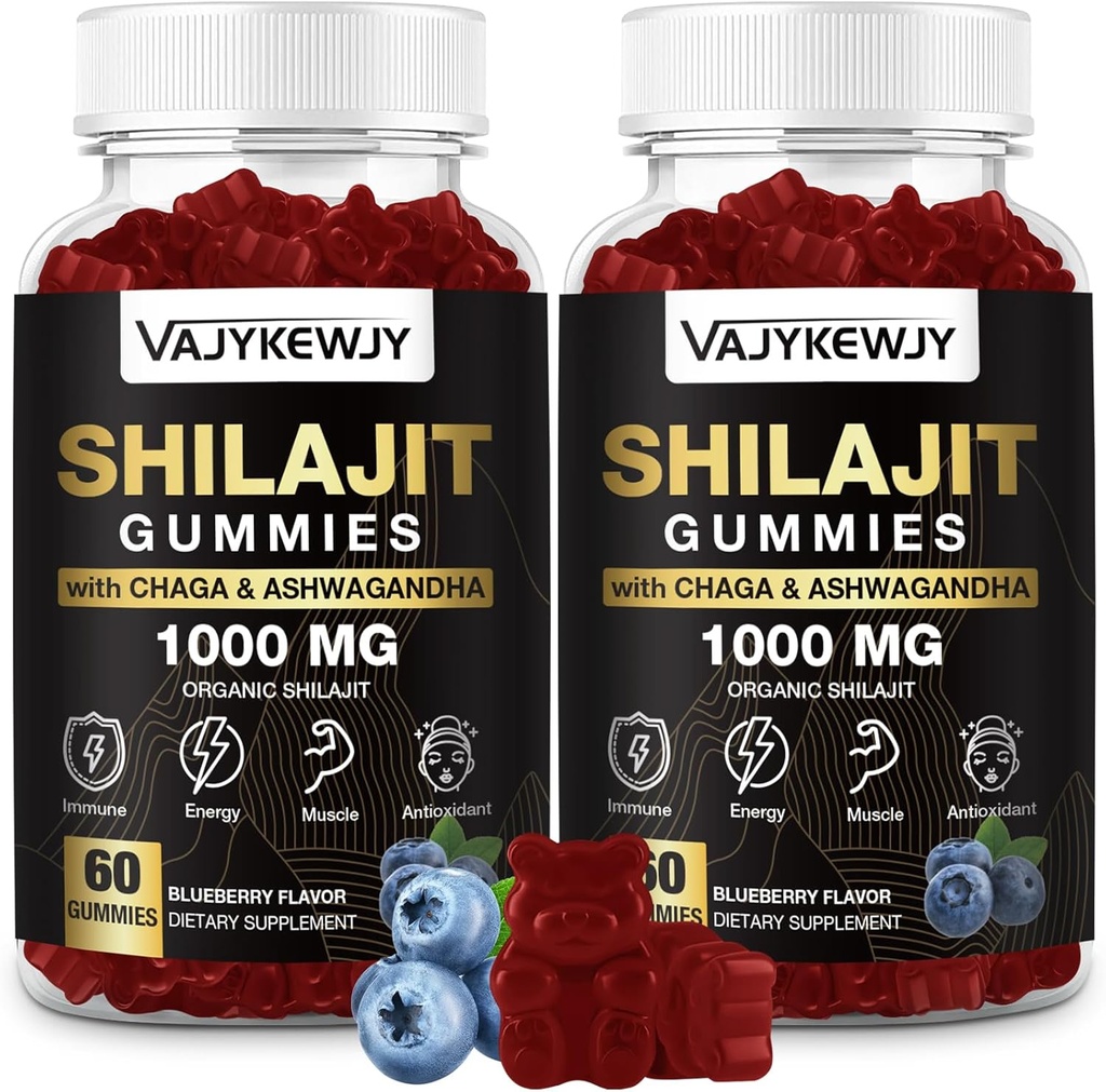 1000 MG Shilajit Gummie, Organische Shilajit Gummie mit 85+ Trace Minerals, Fulvic Acid, Shilajit für Herren & Frauen, Shilajit Resin, Shilajit Himalayan Organic für Energie, Gehirn, Immunität, 120 Count