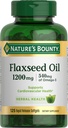 Natur Bounty Leinsamen und Omega 3, Nahrungsergänzungsmittel, unterstützt Herz-Kreislauf-Gesundheit, 1200mg, Softgels, 125 ct
