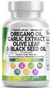 Clean Nutra Oregano Öl mit schwarzem Samen Öl Knoblauch Oliven Blatt Extrakt - Öl von Oregano Kapseln Immununterstützung Carvacrol & Thymochinon Ergänzung für Frauen und Männer + Elderberry Vitamin D3 & Zink