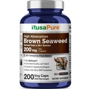 NusaPure Brown Seaweed 30:1 Extrait, 200 mg équivalent à 6 000 mg 200 Capsules de Veggie - (Vegan, Biopérine non-OGM)