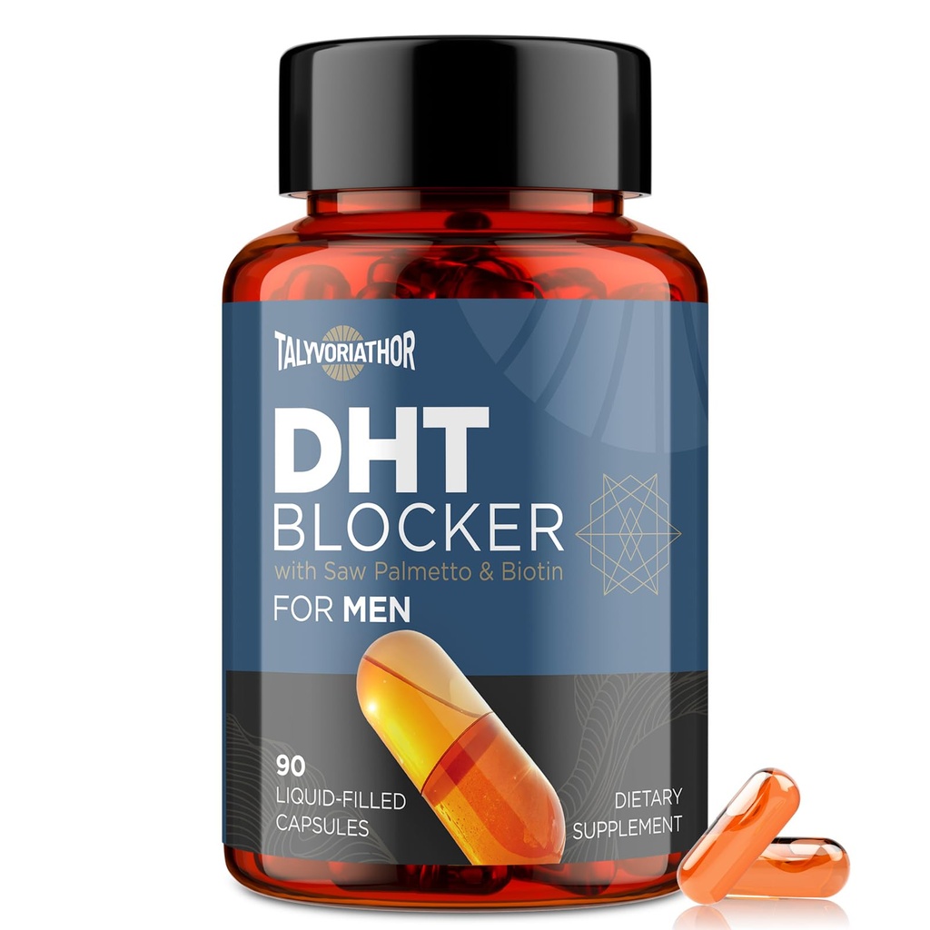 DHT Blocker für Männer mit Saw Palmetto & Biotin, Haarwachstum Formel in Liquid-Filled Kapseln, Haarausfall Ergänzungen, Haar Regrowth Vitamine, proprietäre Kräutermischungen - 90 Kapseln(1 Flasche)