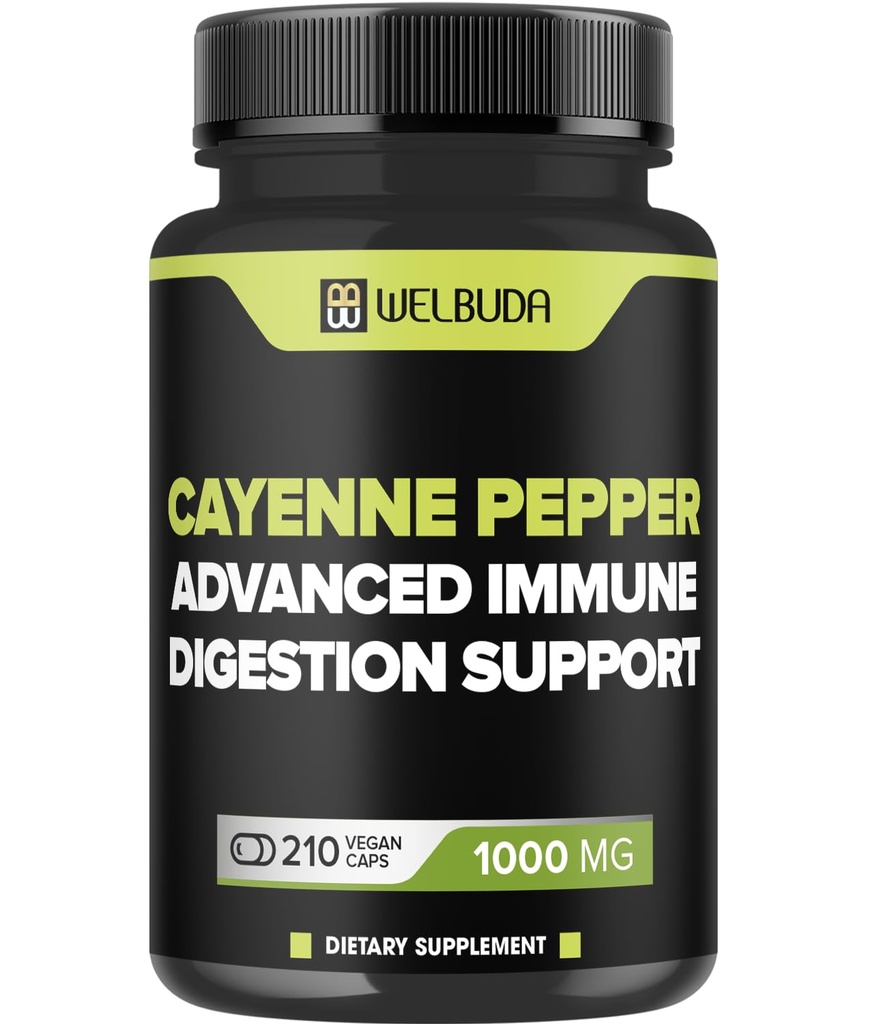 210 Kapseln - Cayenne Pfeffer Ergänzungen Extrakt 10:1 mit Berberine HCI, Knoblauch Bulb, Olive Leaf &amp; More - Kombinierte Formel für Verdauungs-Gesundheit, Herz-Gesundheit und Immunität Funktion Unterstützung