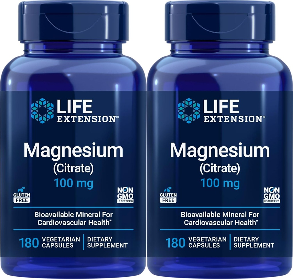 Life Extension Magnesium (Kitrate) 100mg, 180 Veg Caps (Pack von 2) - Mag Supplement