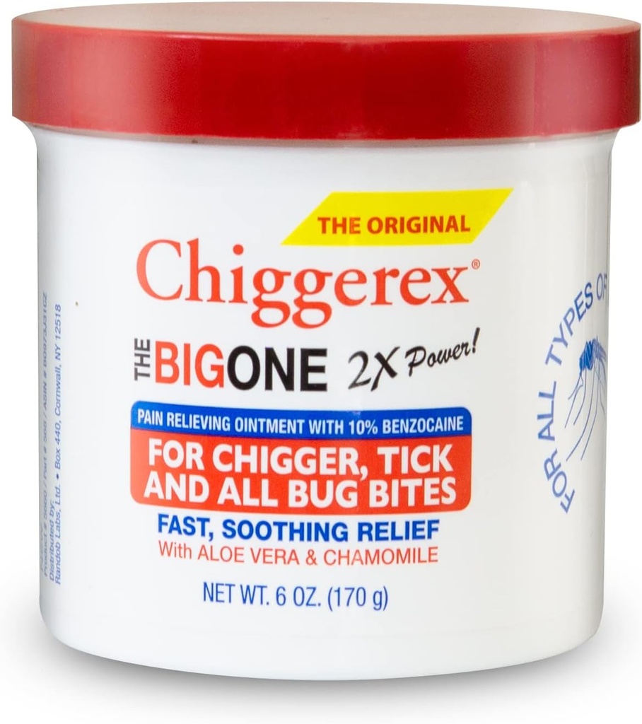 Chiggerex 2X Power Erste Hilfe Saniertes Salbe für Chigger, Moskitobits, Ticks und Bug Bite Relief mit Aloe Vera & Chamomile, 6 Unze