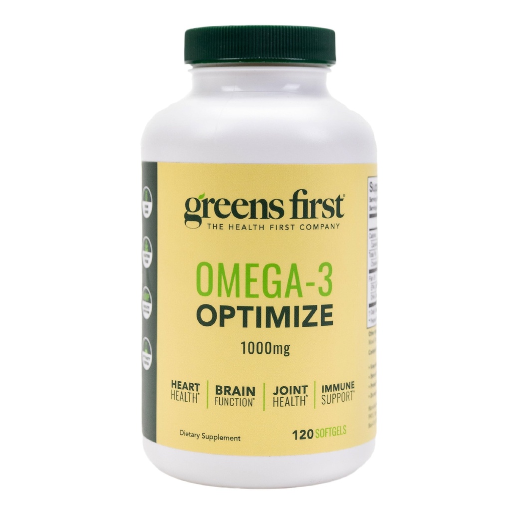 Greens First Omega-3 Optimize Daily Supplement – Ultra-Pure, Potent Marine Oil - für Herz, Gehirn & Gelenke Gesundheit - High EPA/DHA - Immununterstützung - 850mg (120 Softgels)