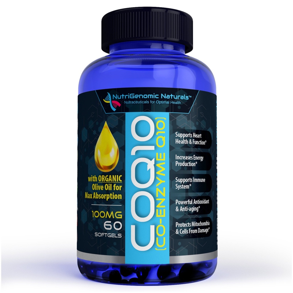CoQ10, Coenzym Q10, Höchste Absorption mit Bio-Olivenöl, 100mg, 60 Softgels, Ubiquinone, Ubiquinol, unterstützt Herzgesundheit, steigert Energie, Rein, Natürlich, Effektiv