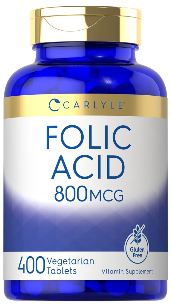Carlyle Folic Acid 800 Mcg Tabletten | 400 Count | Vegetarisch, Non-GMO, Glutenfrei