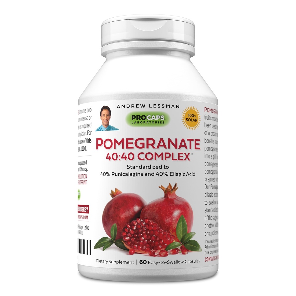ANDREW LESSMAN Pomegranate 40-40 Complex 60 Capsules - All-Natural, High-Potency Extract to Protect Your Body from Free Radical Damage. No Sugar, Calories, Sweetener, Preservatives. No Additives