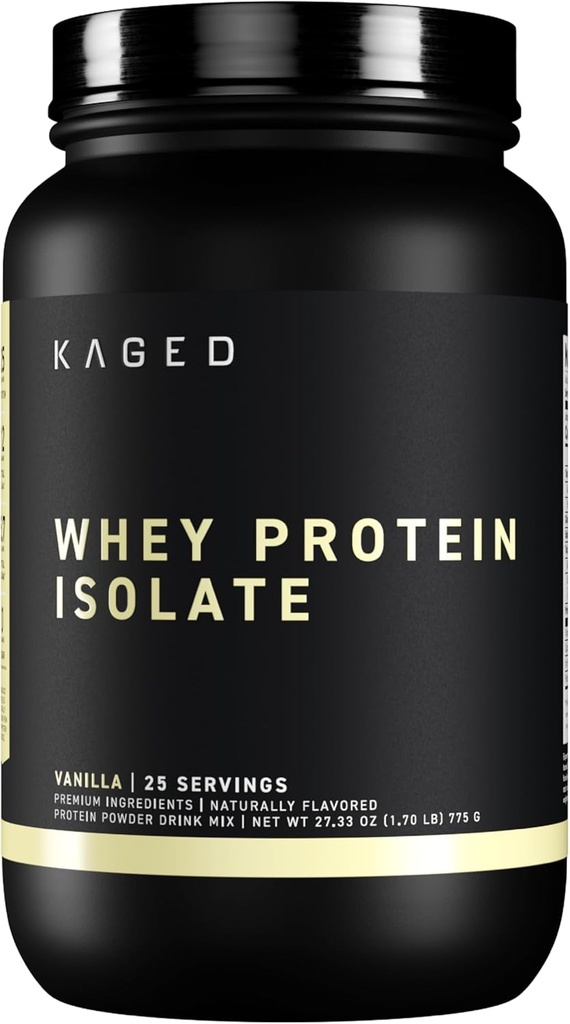 Kaged Whey Protein Isolate Pulver | Vanille | 100% Pure Low Lactose Whey | Post Workout Recovery Drink | Unterstützt Muskelaufbau | Ergänzungen für Männer & Frauen | 25 Servierungen