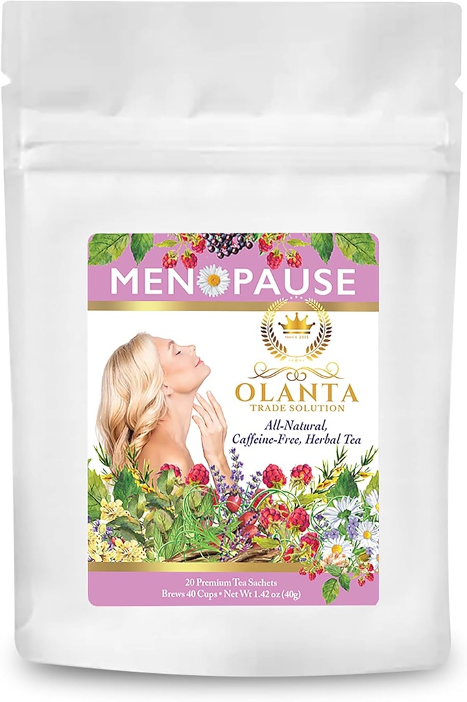 Thé à la ménopause - Suppléments de soulagement à la ménopause, Produits de refroidissement à la ménopause, Suppléments à la ménopause pour les femmes, Thé à base de plantes pour symptômes à la ménopause - 20 sachets de thé Premium