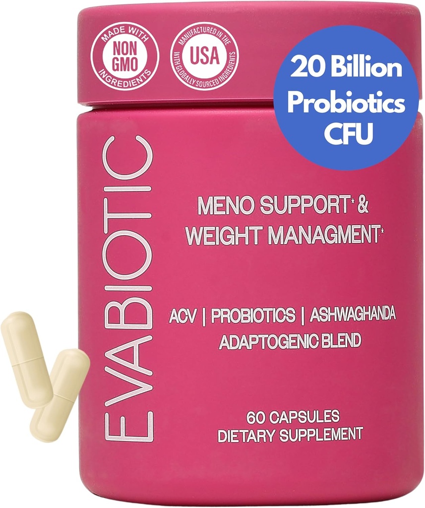 Vollständige Menopause Vitamine - Ashwaghanda, Probiotics, ACV für Gewichtsmanagement, Heiße Flashes, Nachtsüße, Bloat, Hormon Balance - Vegan 60 Caps Menopause Ergänzungen für Frauen Non-GMO