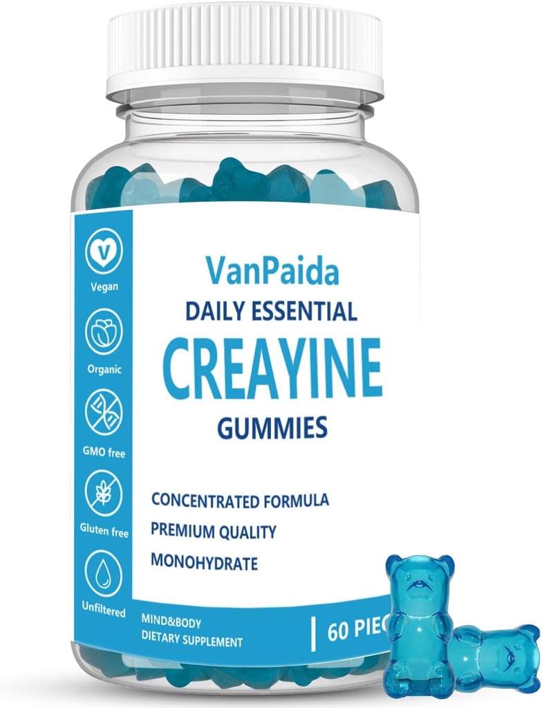 Gommies de créatine Monohydraté, Monohydrate de créatine à croquer, Boost musculaire, Boost énergétique, Supplément pré-entraînement, Burstes améliorées, Vegan, Soutien de la croissance musculaire, Récupération et performance, Sans gluten