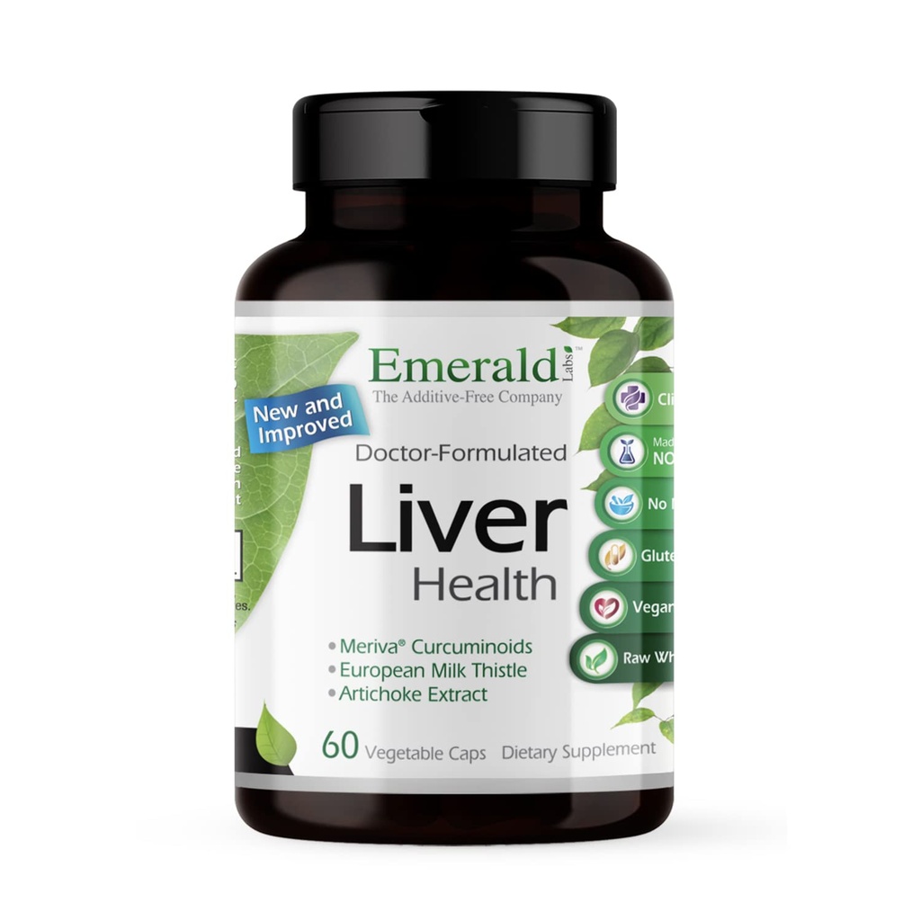 EMERALD LABS Santé du foie - Supplément de soutien du foie avec extrait de chardon de lait européen - Supporte un système immunitaire sain, des niveaux d'énergie et de la vésicule* - 60 capsules végétales (30 jours d'approvisionnement)