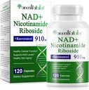 Supplément NAD, NAD Nicotinamide Riboside Resvératrol 910mg, Supplément NAD haute pureté pour une fonction cellulaire saine, soutient les niveaux NAD Vieillissement de la peau saine Supplément alimentaire 120 Capsules