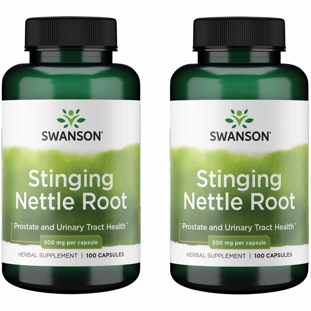 Swanson Sting Nettle Root (Urtica Dioica) - Kräuterergänzung - (100 Kapseln, 500mg) (2 Packung)