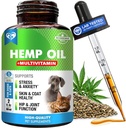 Cat & Dog Hanf Öltropfen mit Multivitamin - Pet Calming Anti Angst & Hip und Gelenk Schmerzen Aid und Anti Stress Unterstützung - Natürliche flüssige Ergänzung (2 oz)