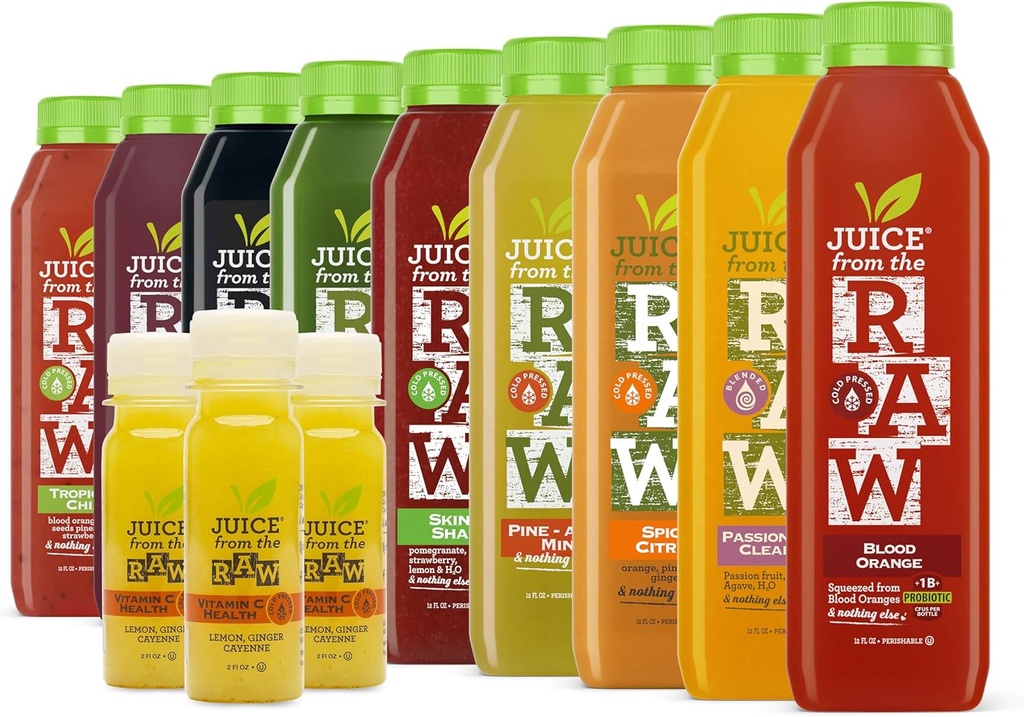 Saft aus der RAW 9-Day Vitamin-C Immunität Cleanse Beliebteste Saft Cleanse/Detox / 100% Rohe kaltgepresste Säfte (18 Flaschen + 9 Schüsse)