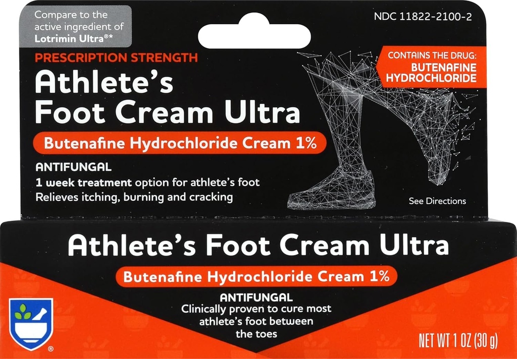 Rite Aid Prescription Stärke Fußpflege Butenafine Cream - 1 Unze, Antifungal Cream, Jock Itch Behandlung, Bäume Sportler Fußcreme Extra Stärke