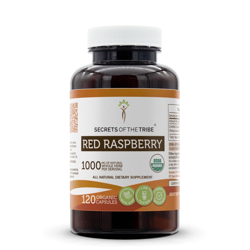 Secrets de la Tribe Red Raspberry Capsules biologiques USDA Capsules végétariennes certifiées biologiques, supplément alimentaire à base de plantes